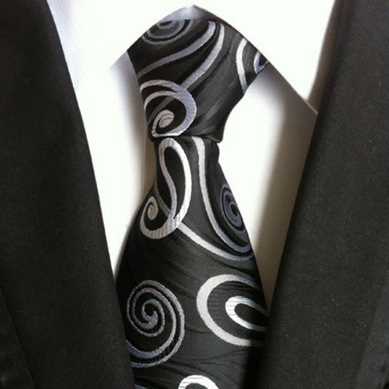 Cravatta da uomo con motivo Paisley Hurricane Wave - Nero - image 0