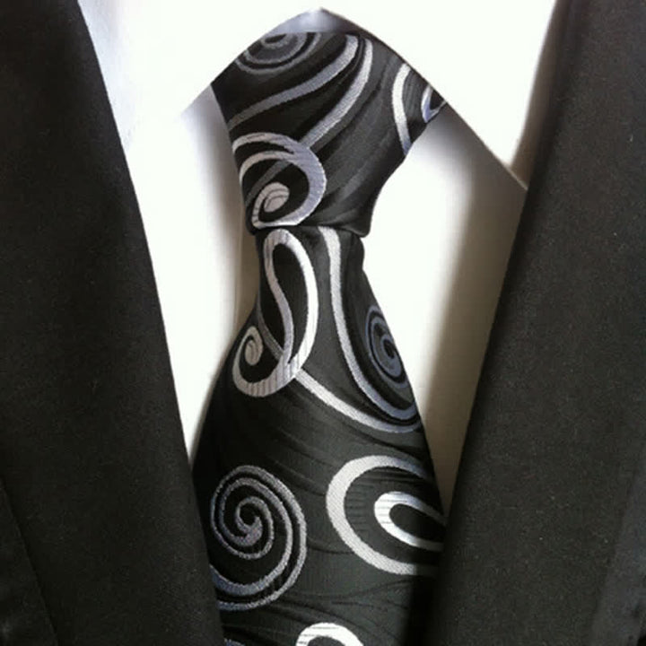 Cravatta da uomo con motivo Paisley Hurricane Wave - Nero - image 0