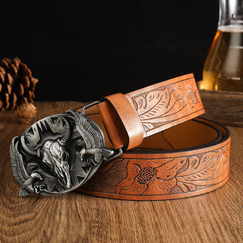 Cintura in pelle vintage Bull &amp; Dual Eagles da uomo
