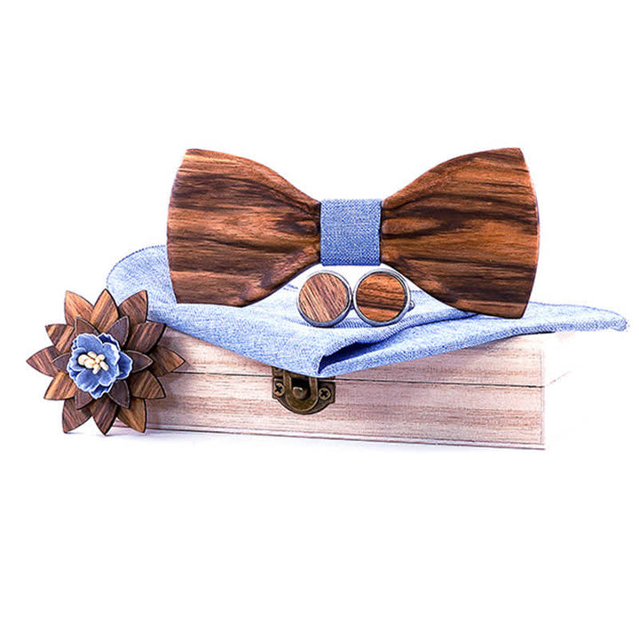 Set di 4 papillon in legno concavo formale da uomo