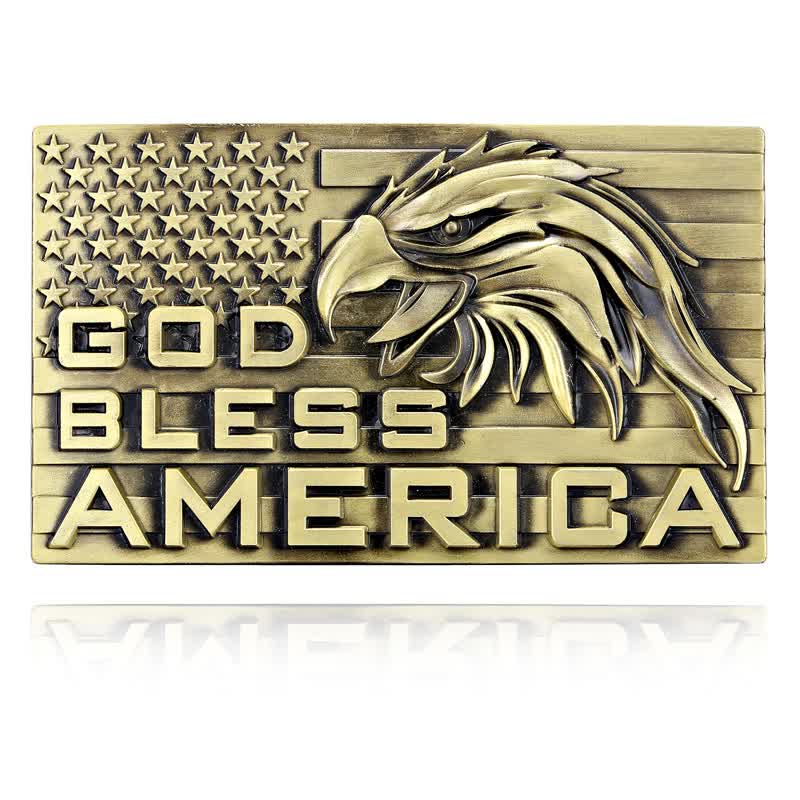Cintura in pelle fai da te con fibbia God Bless America Eagle da uomo