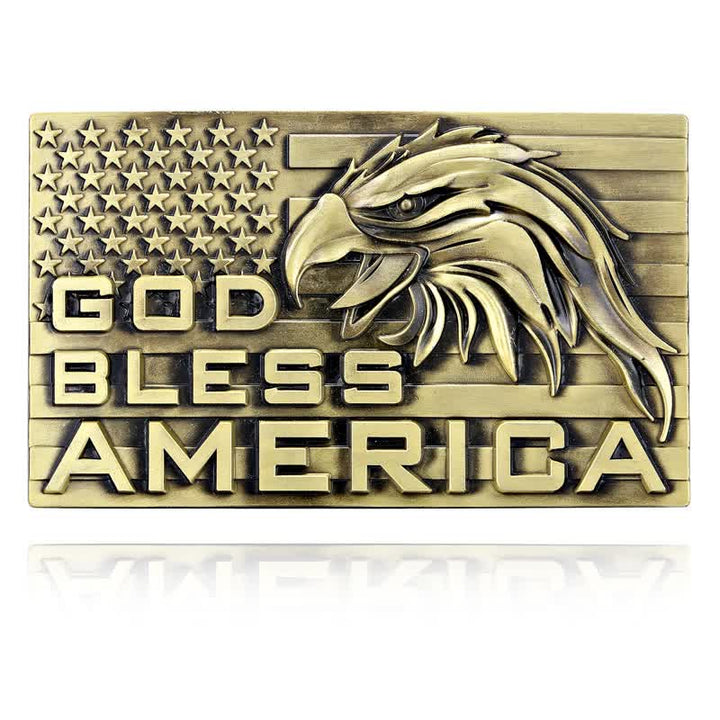 Cintura in pelle fai da te con fibbia God Bless America Eagle da uomo