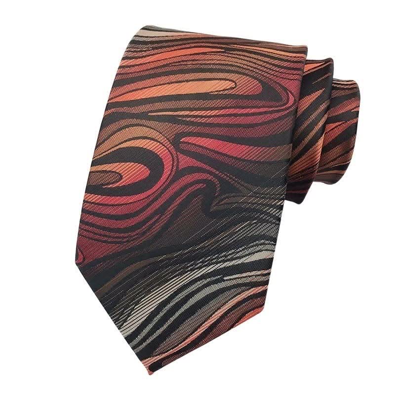 Set di 3 cravatte ondulate astratte con fiamma rossa da uomo