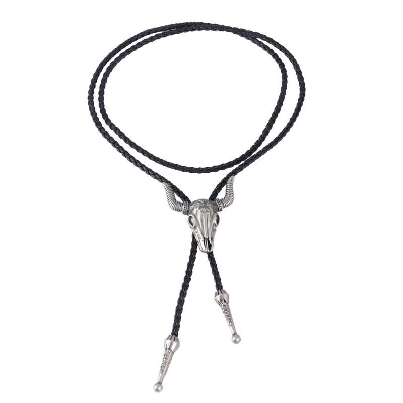 Cravatta Bolo Vintage in Stile Nativo con Testa di Toro