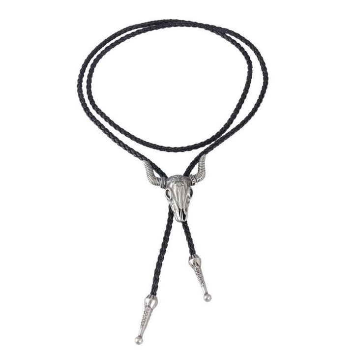 Cravatta Bolo Vintage in Stile Nativo con Testa di Toro