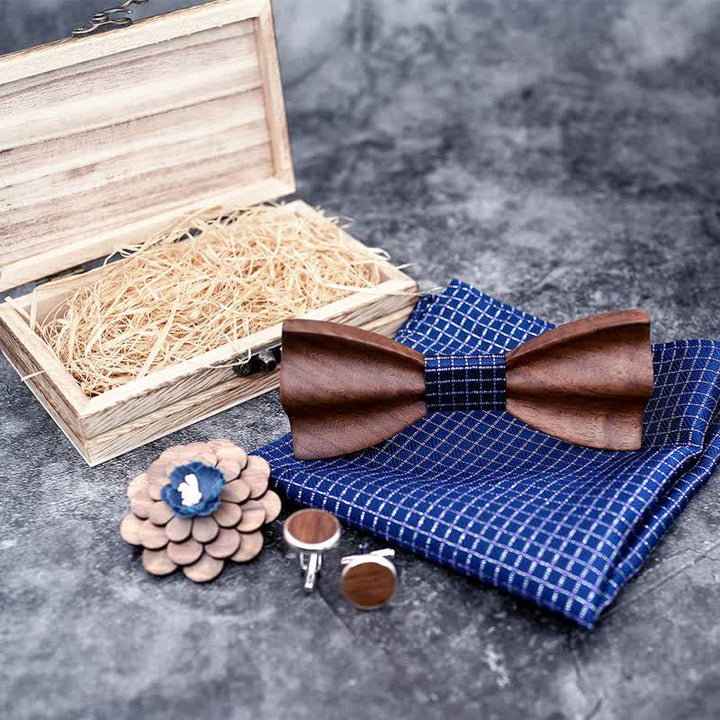 Set di 4 papillon in legno di noce nero da uomo