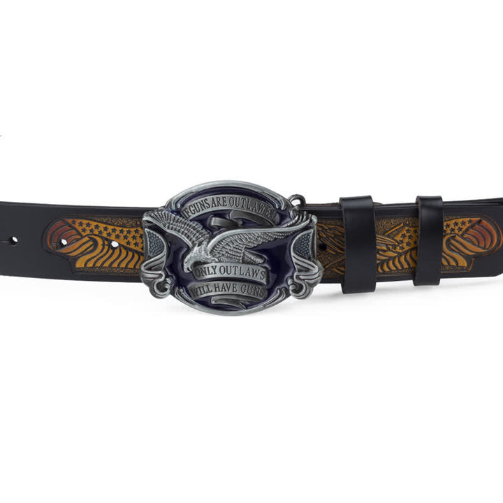 Cintura in pelle con bandiera americana Soaring Eagle da uomo