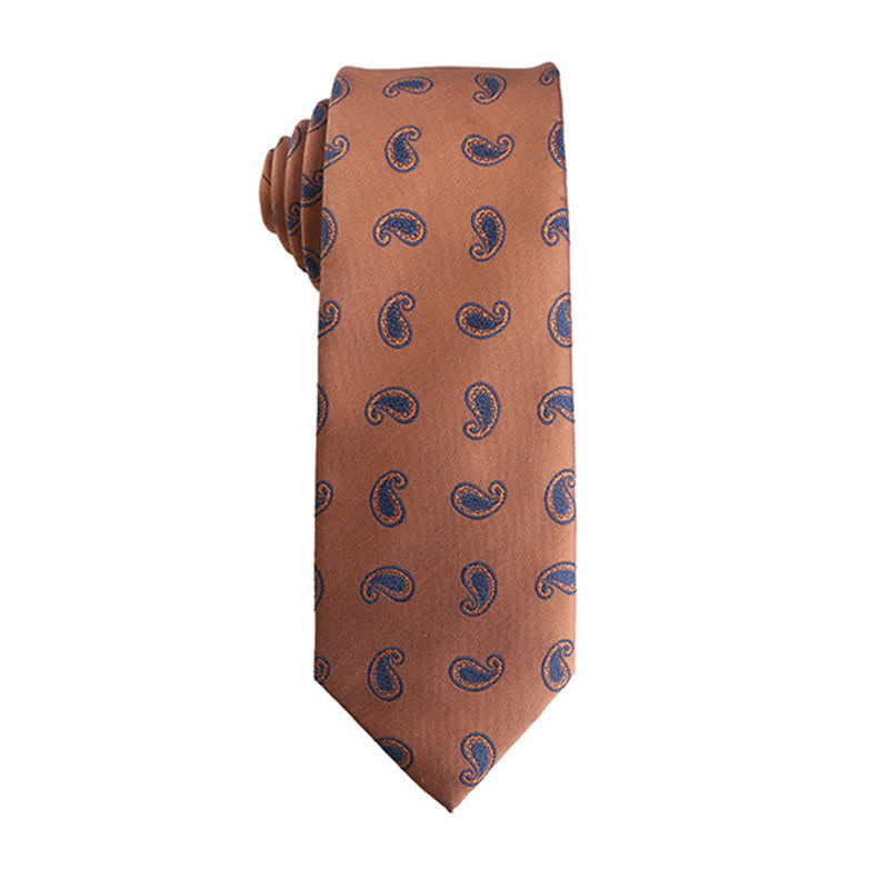 Cravatta da uomo con micro motivi della serie arancione-rosso - Micro Paisley - image 3