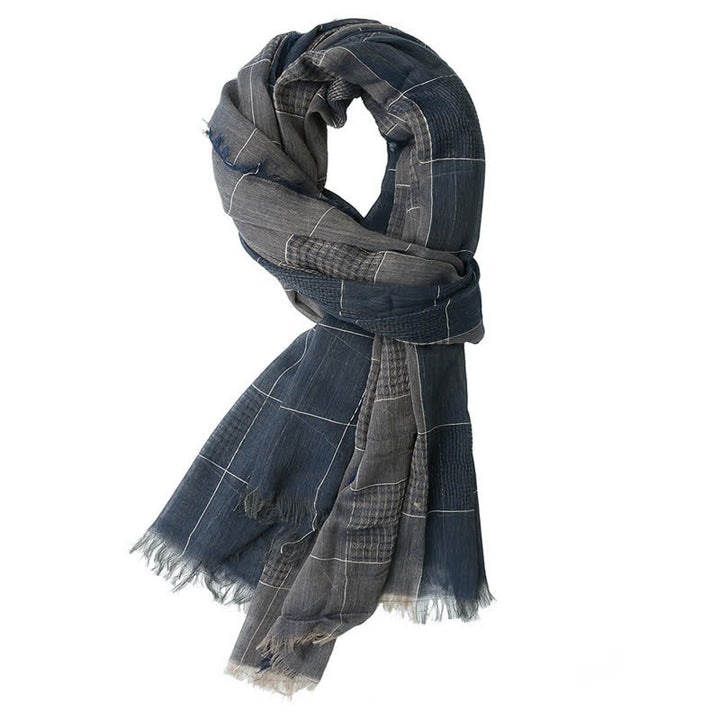 Sciarpa con frange a quadri patchwork bicolore da uomo - Marina Militare - image 2