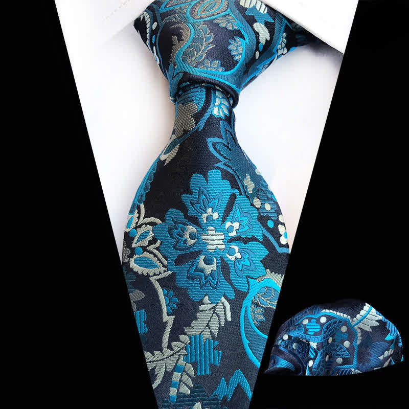 2 pezzi set di cravatte da uomo con motivo Paisley turchese scuro - Turchese scuro - image 0