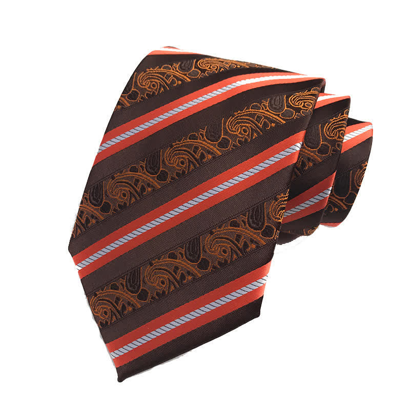 Cravatta a righe Paisley Mix da uomo - Marrone - image 5
