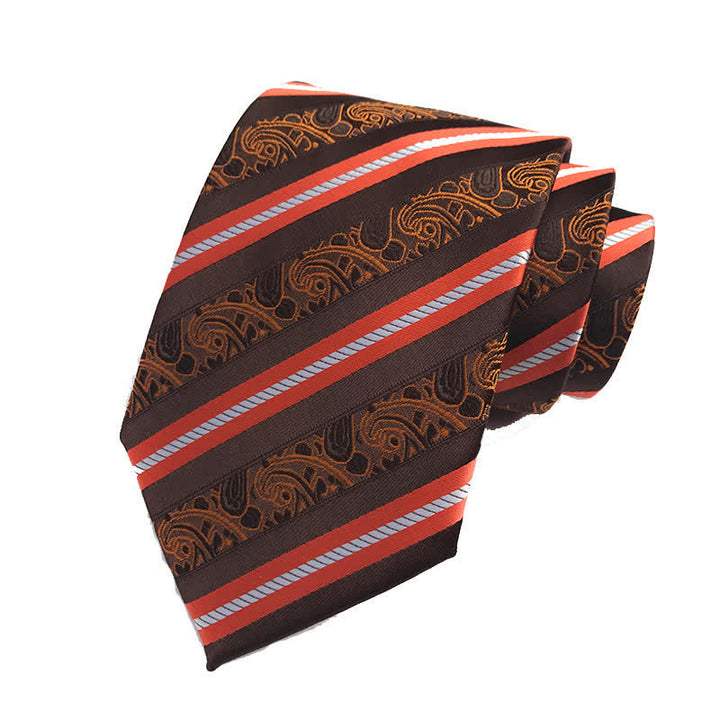 Cravatta a righe Paisley Mix da uomo - Marrone - image 5