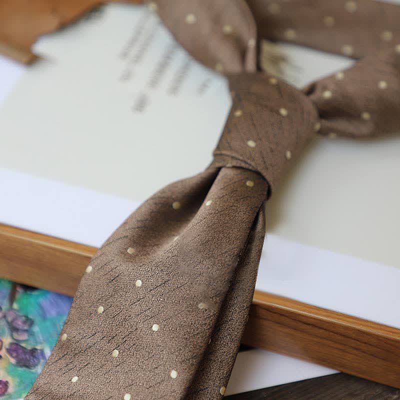 Cravatta da uomo con motivo Paisley a righe della serie Coffee Colors - Stile #20 - image 23