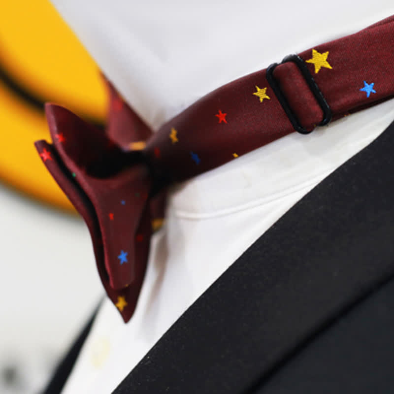 Papillon da uomo con stelle scintillanti colorate bordeaux