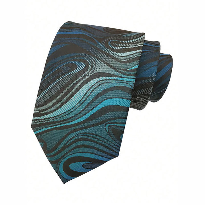 Set di 3 cravatte ondulate colore ciano scuro da uomo