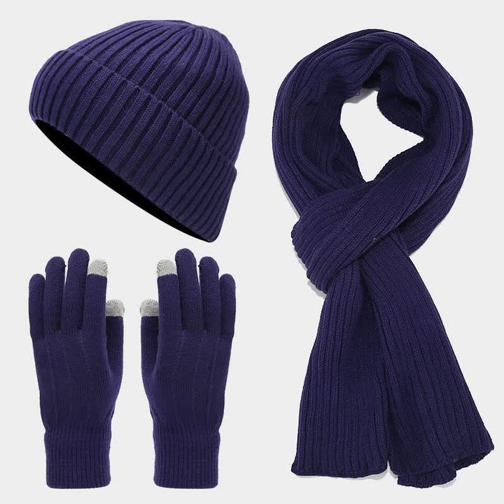 Set di 3 cappelli, sciarpe e guanti classici unisex versatili
