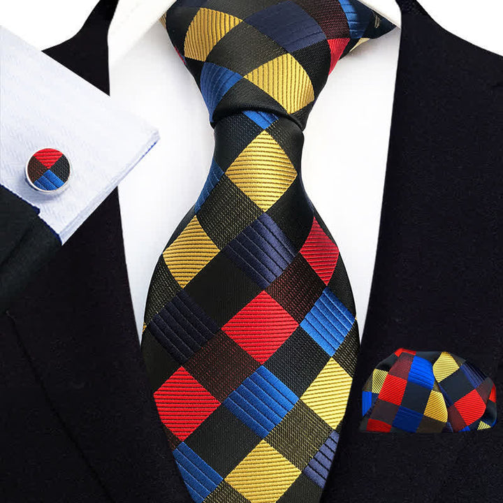 Set di 3 cravatte a righe colorate chic da uomo