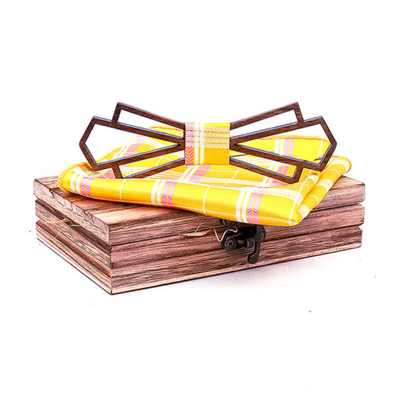 Set di 2 papillon in legno cavo da uomo, novità - Giallo - image 6