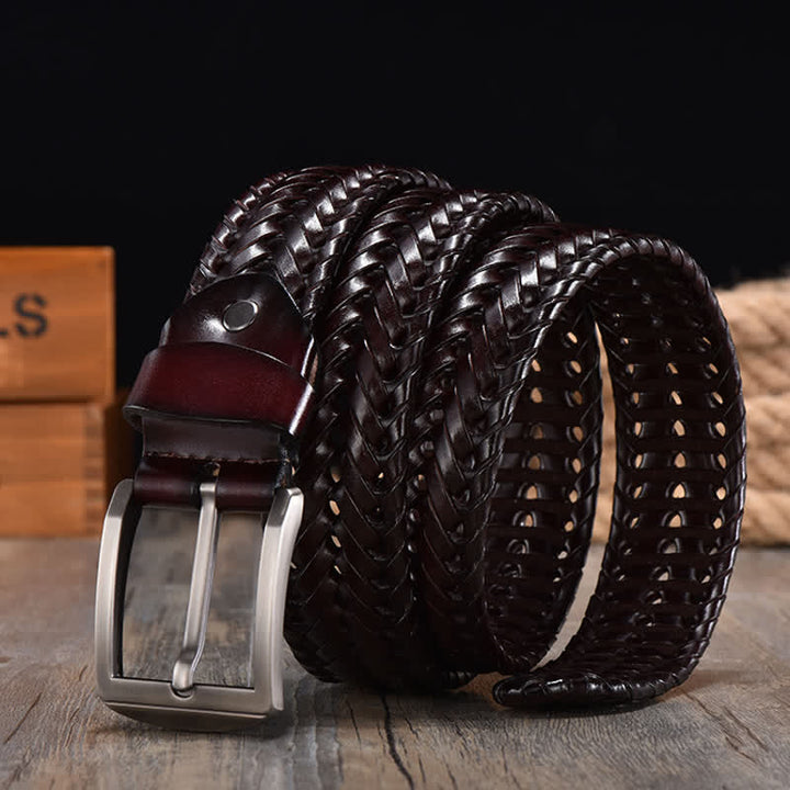 Cintura in pelle intrecciata a mano casual da uomo