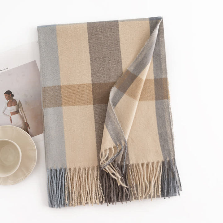 Sciarpa in cashmere imitazione a quadri di classe da donna
