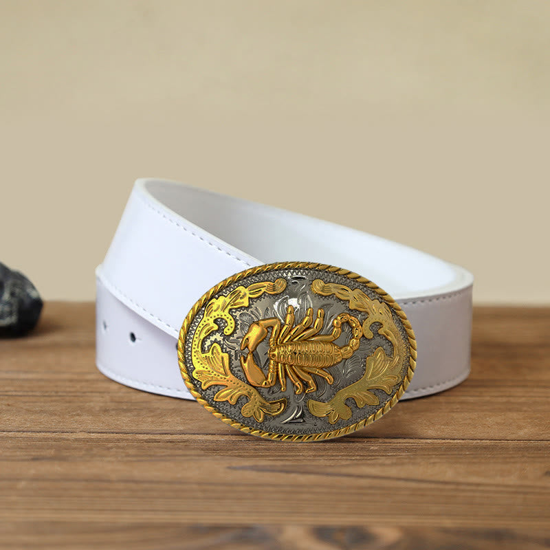 Cintura in pelle con fibbia a forma di scorpione dorato fai da te da uomo