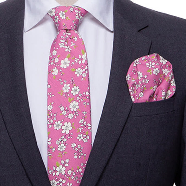 Set di 2 cravatte floreali da uomo con motivo a margherita e rosa
