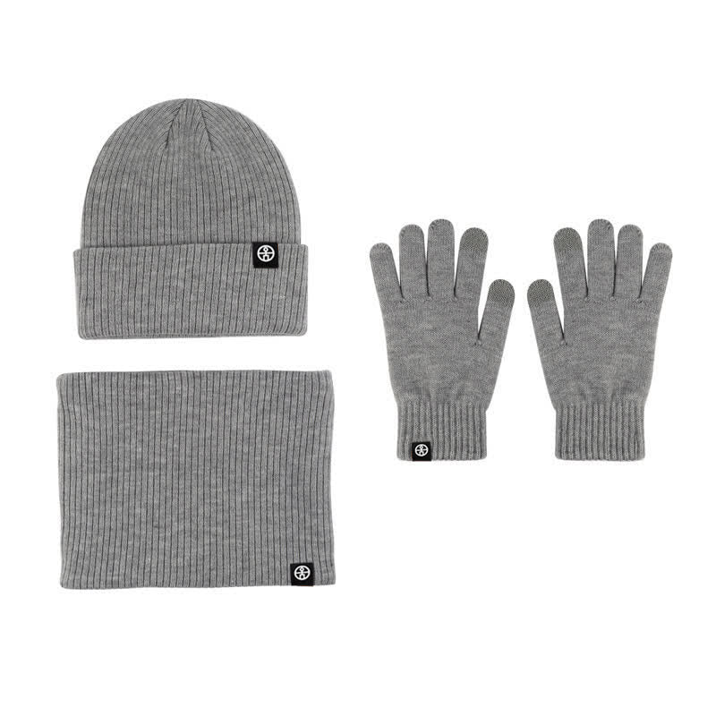Set di 3 cappelli, sciarpe e guanti in morbido, unisex, tinta unita - Grigio - Regolabile (circa 21 1/4"-23 1/4") - image 16