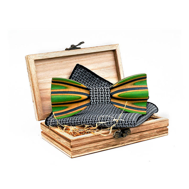 Set di 2 papillon in legno con incisione laser da uomo