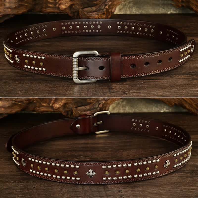 Cintura unisex con decorazione a borchie e borchie incrociate in stile rock