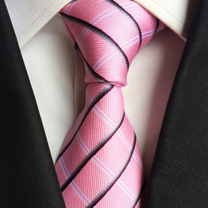 Cravatta casual a quadri con colori contrastanti da uomo - Rosa e nero - image 4