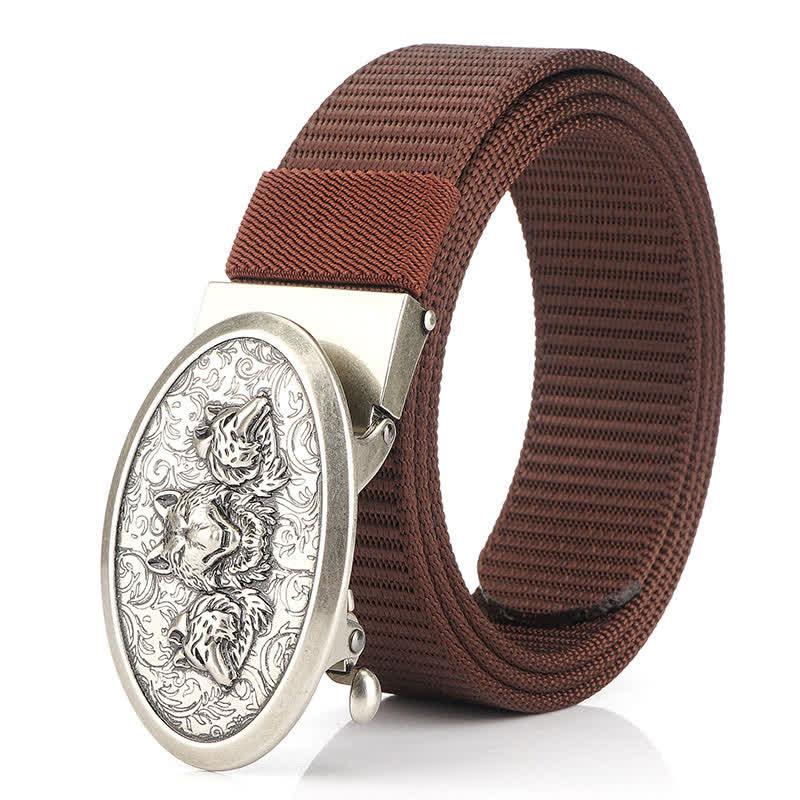 Cintura semplice in nylon Hungry Wolves da uomo - Marrone / Argento - 48" - image 14