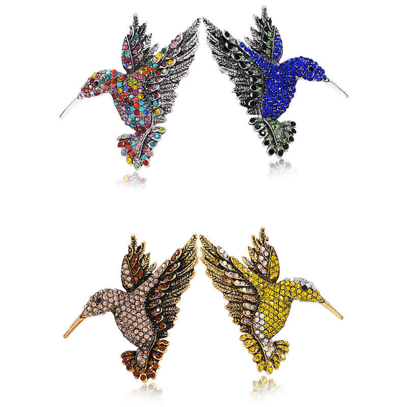 Spilla con strass a forma di colibrì da donna