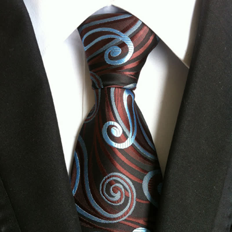 Cravatta da uomo con motivo Paisley Hurricane Wave - Caffè - image 1