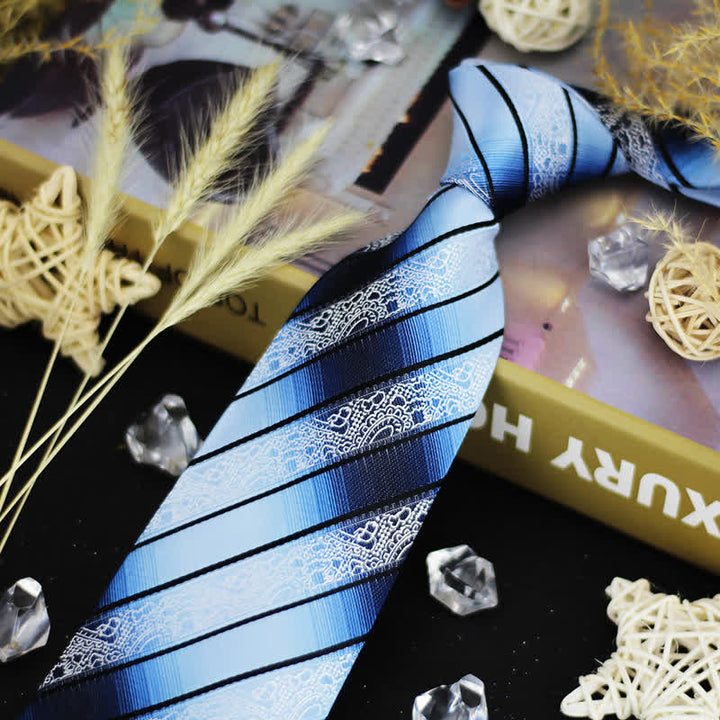 Cravatta da uomo a righe Paisley sfumate in tonalità di blu