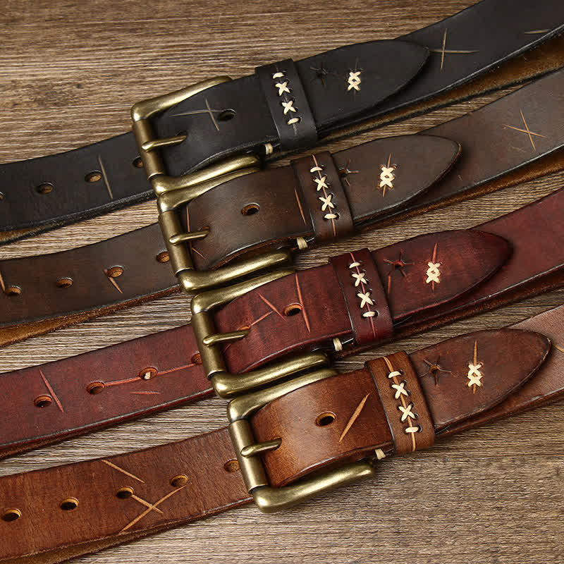 Cintura in pelle con intaglio elaborato vintage da uomo
