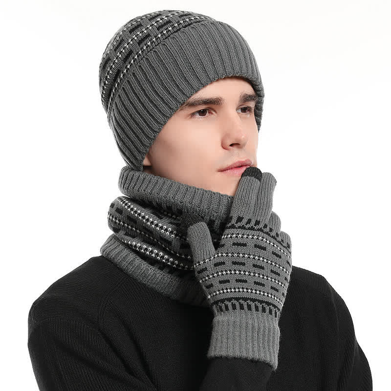 Set di 3 cappelli, sciarpe e guanti a doppio strato in maglia - Grigio scuro - Regolabile (22"-23 5/8") - image 12