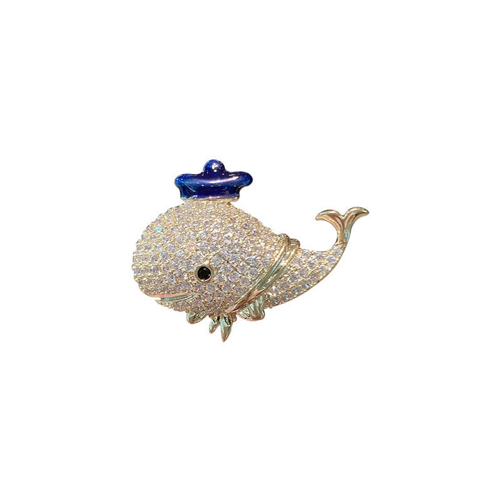Spilla balena con strass marini da donna
