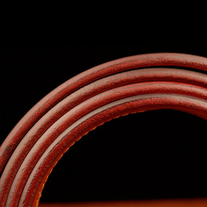 Cintura in pelle con fibbia automatica rotonda a forma di drago fiammeggiante da uomo