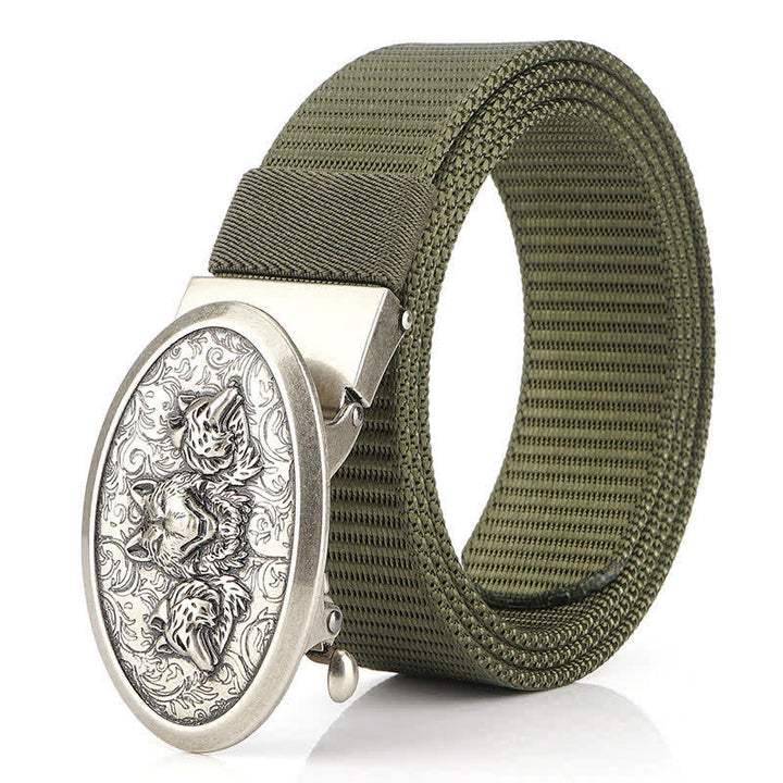 Cintura semplice in nylon Hungry Wolves da uomo - Verde militare / Argento - 48" - image 9