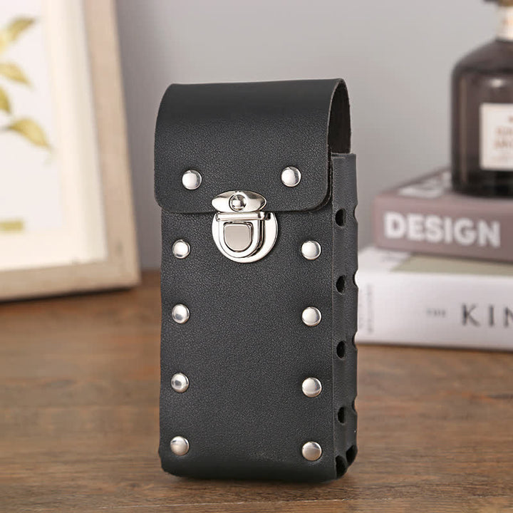 Borsa da cintura in pelle universale per telefono con bottone decorativo a rivetto