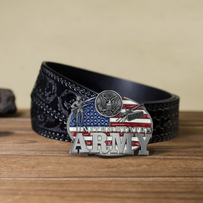 Cintura in pelle con fibbia dell'esercito americano fai da te da uomo