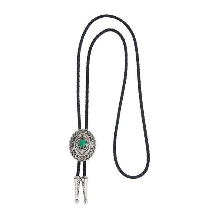Cravatta Bolo in stile tribale in pietra naturale verde