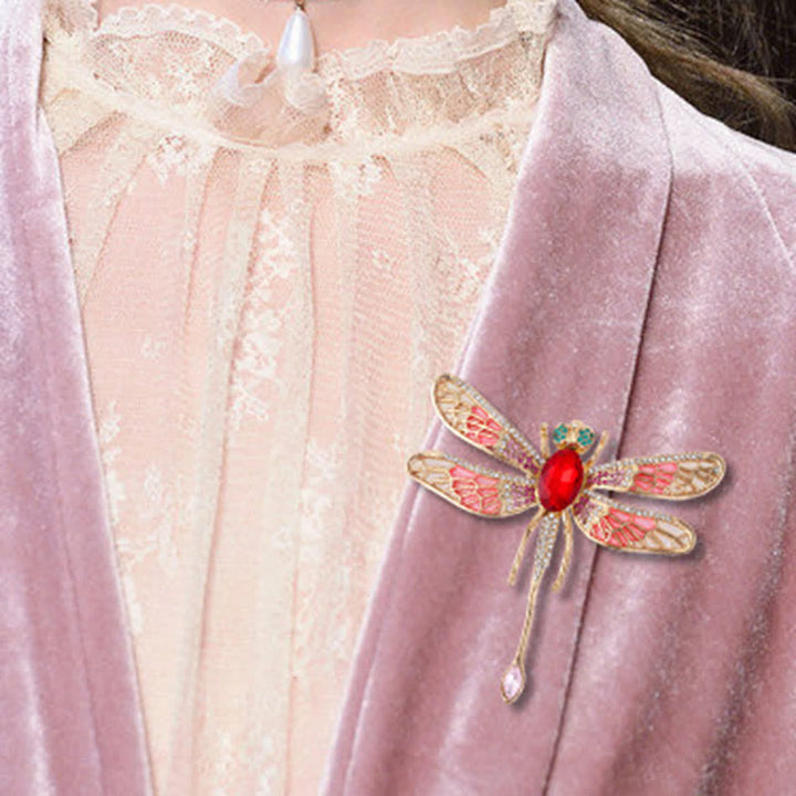 Spilla da donna lussuosa con libellula in strass da palazzo