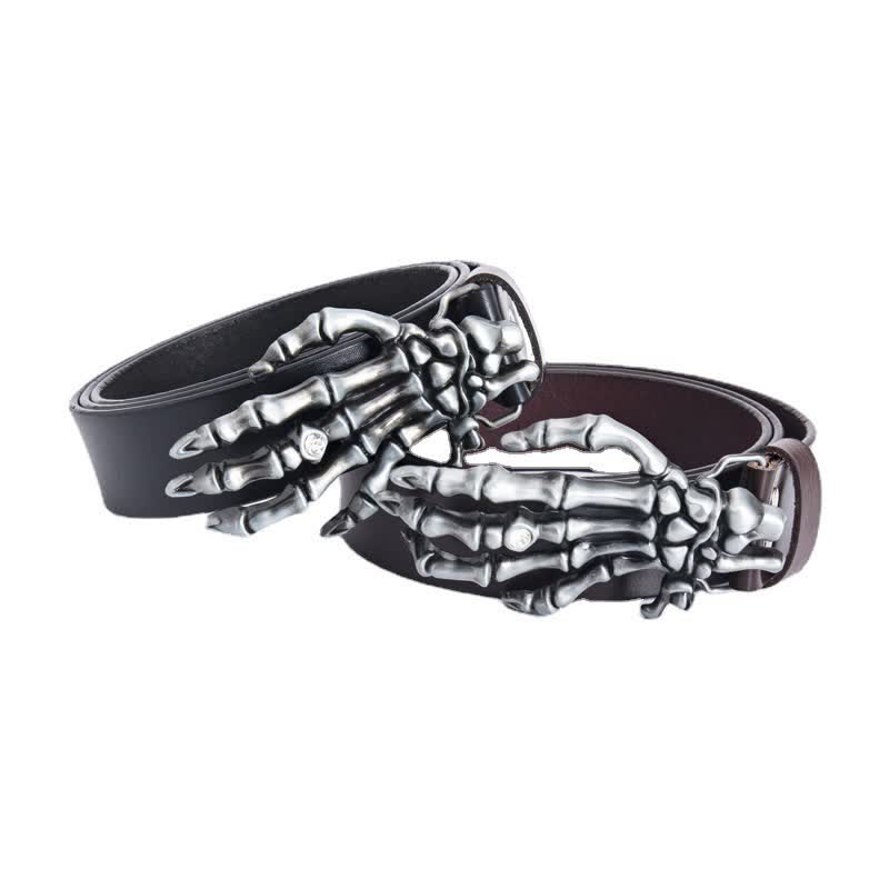 Cintura in pelle da uomo con scheletro punk rock