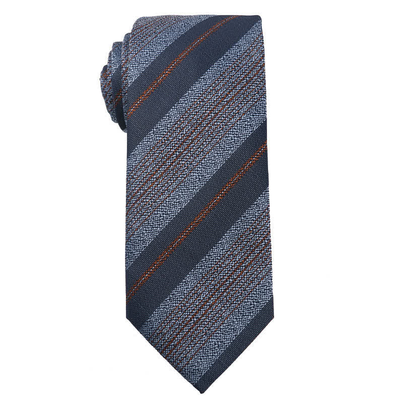 Cravatta a righe Paisley serie blu da uomo - Blu navy a righe - image 5