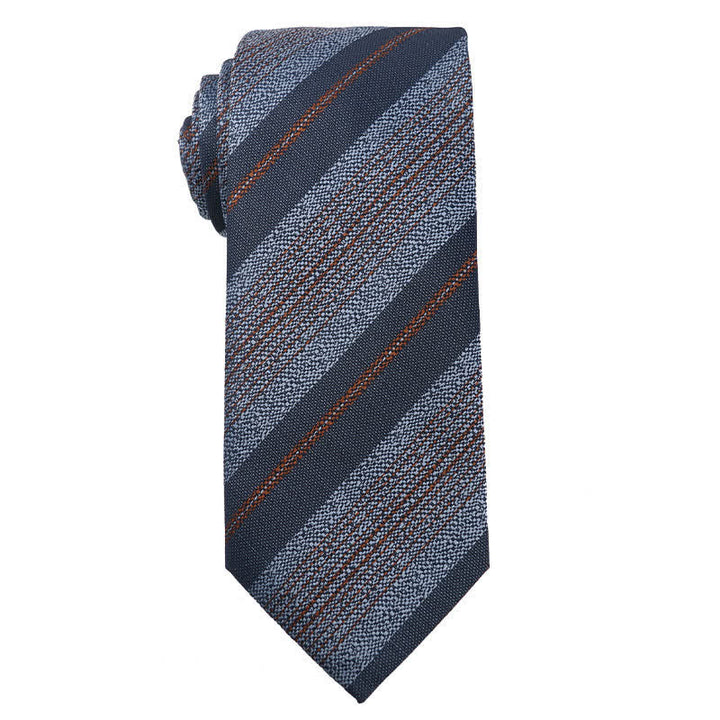 Cravatta a righe Paisley serie blu da uomo - Blu navy a righe - image 5