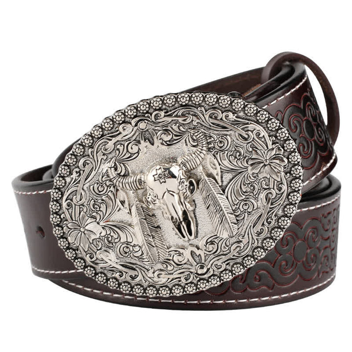 Cintura in pelle da uomo con piuma incisa Bull Jeans