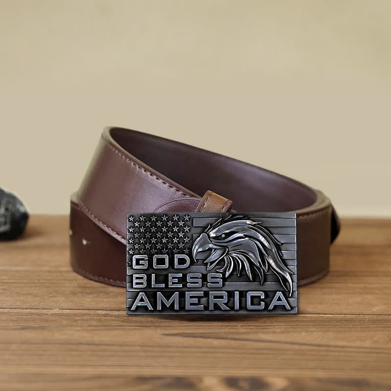 Cintura in pelle fai da te con fibbia God Bless America Eagle da uomo