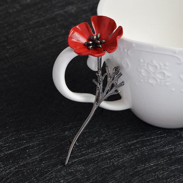 Spilla da donna con fiore di papavero rosso di classe