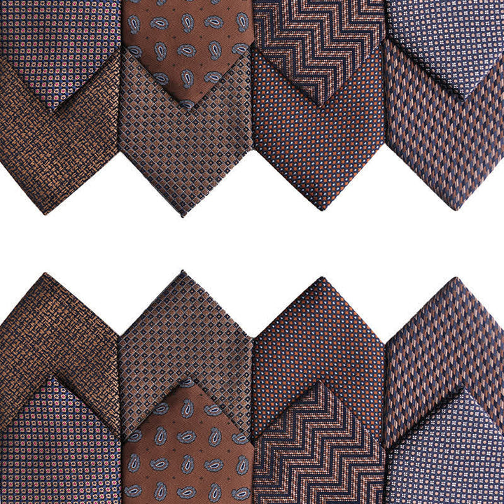 Cravatta da uomo con micro-quadri della serie Coffee Brown